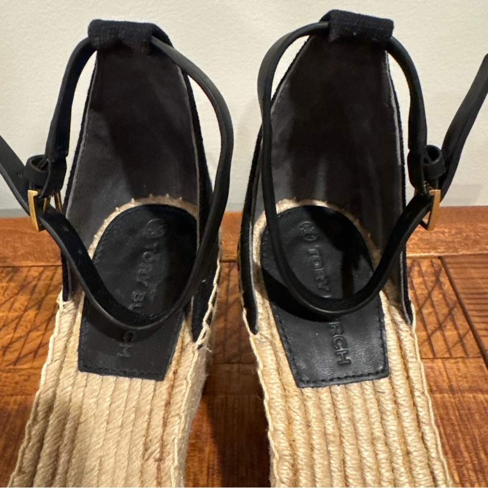 Tory Burch Black Espadrille Wedge Sandals Size 7.5 NWOB - Picture 4 of 8